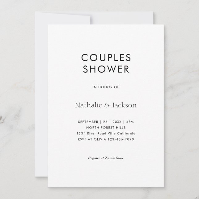 Typographie simple Couple Show Invitation nuptiale (Devant)
