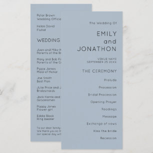 Typographie simple Dusty Blue Wedding Programme