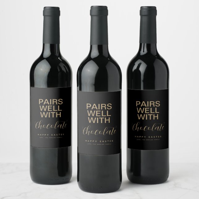 Typographie simple Pâques Étiquette de vin personn (Bouteilles)