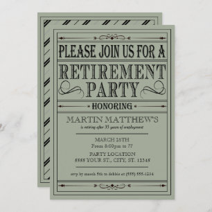 Typographie vintage, invitations de partie de