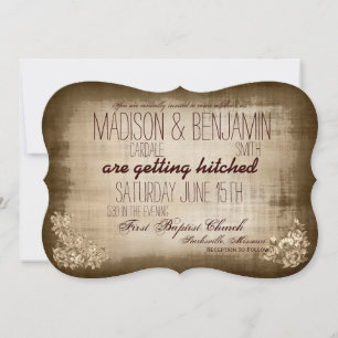 Typographie Vintage rustique Invitations de mariag