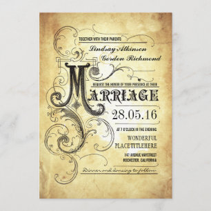 Typographie Vintage vieilles invitations à un mari
