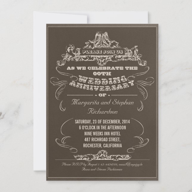 typographie vintage vieilles invitations anniversa (Devant)
