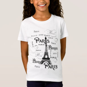 Typography Paris France Eiffel Tower Souvenirs T-Shirt