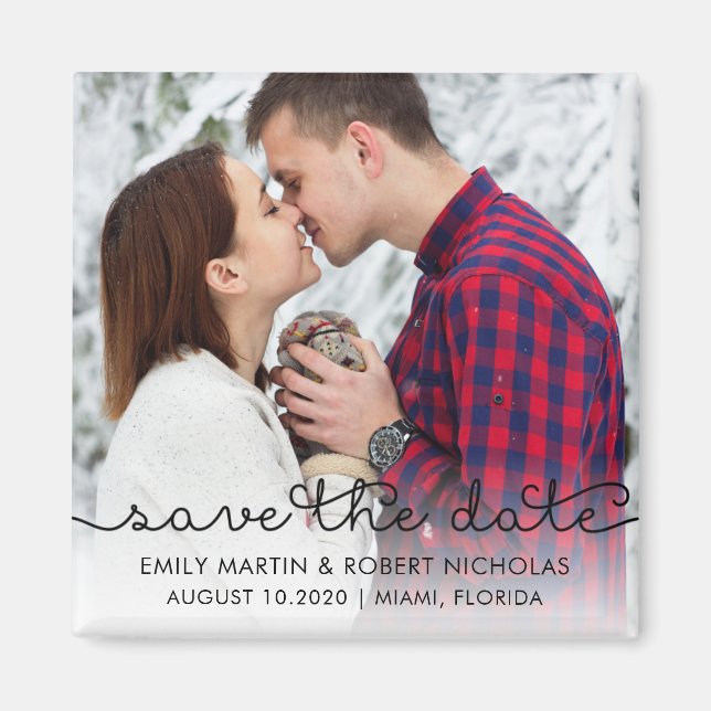 Typography Save the Date Wedding Magnet (Vorne)