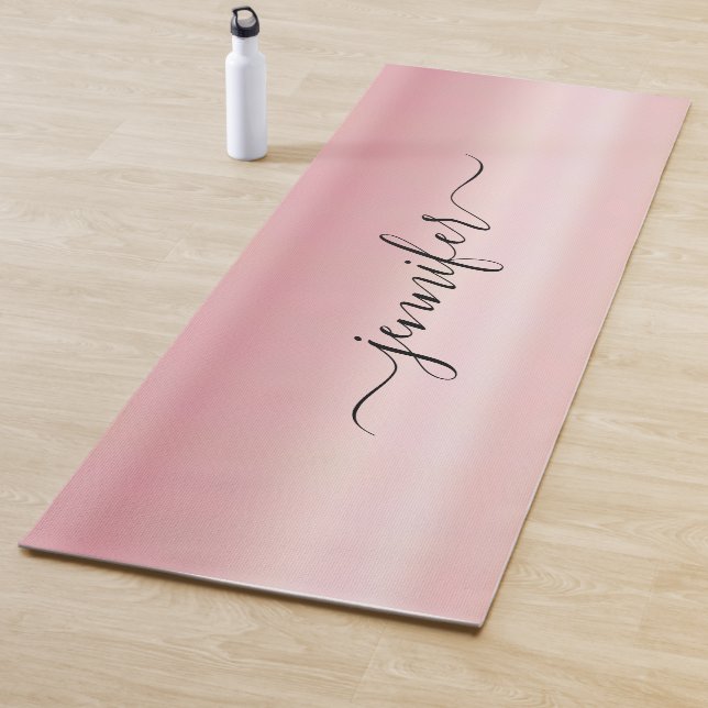 Typography Script Name Elegant Rose Gold Fitness Yogamatte (Beispiel)