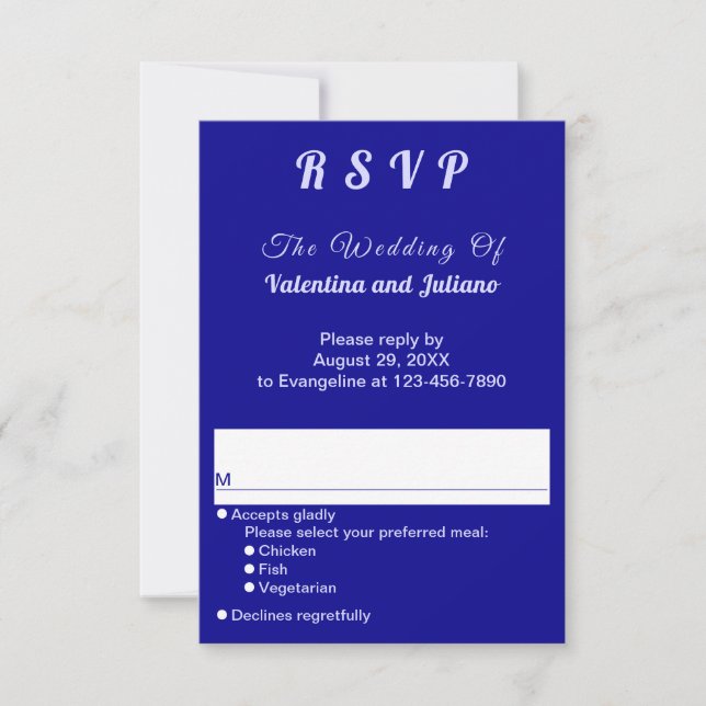 Typography Style Dark Blue Portrait Wedding RSVP (Vorderseite)