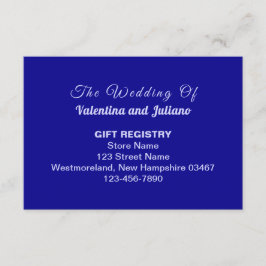 Typography Style Dark Blue Wedding Gift Registry Begleitkarte