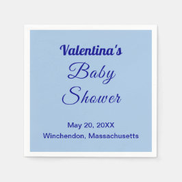 Typography Style Minimalist Light Blue Baby Shower Serviette