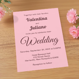Typography Style Minimalist Pink Wedding Einladung