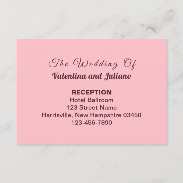 Typography Style Pink Wedding Reception Begleitkarte (Vorderseite)