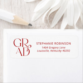 Typography Tassel Red Graduation Return Address