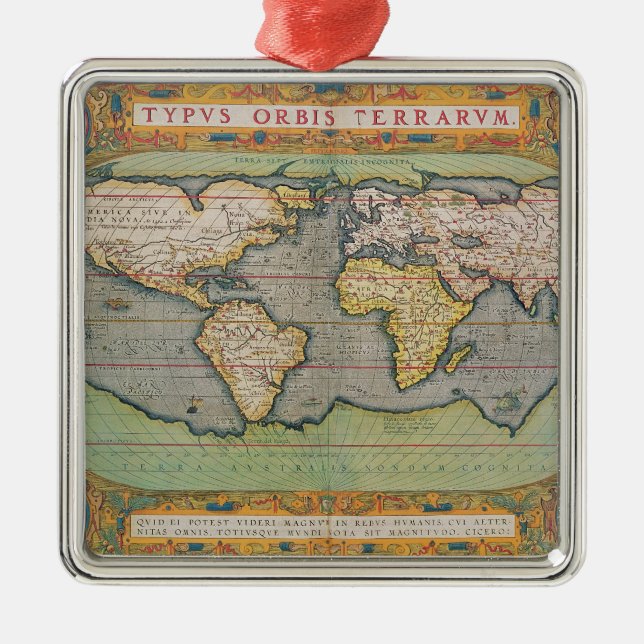Typus Orbis Terrarum, Karte der Welt Silbernes Ornament (Vorne)