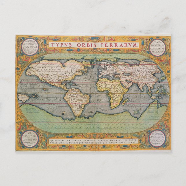 Typus Orbis Terrarum, Weltkarte Postkarte (Vorderseite)