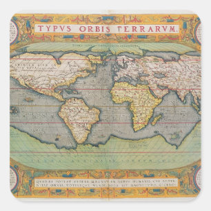 Typus Orbis Terrarum, Weltkarte Quadratischer Aufkleber