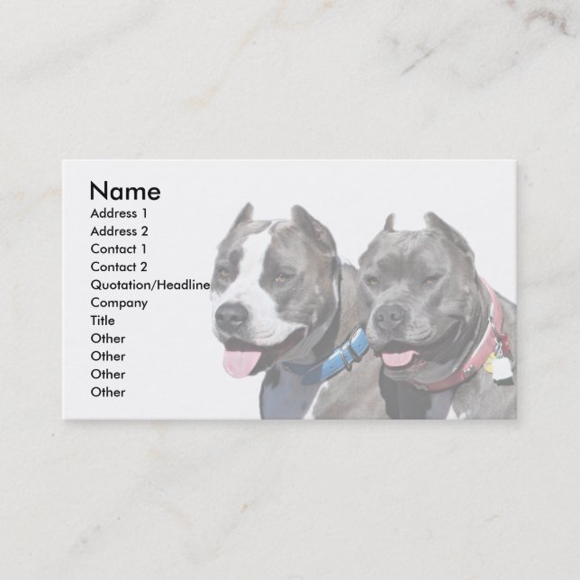 Tyrann-Zucht Pitbull Hundetiere Visitenkarte (Vorderseite)
