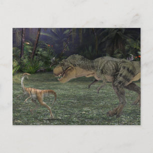 Tyrannosaurier-Dinosaurier-Landschaftsszene Postkarte