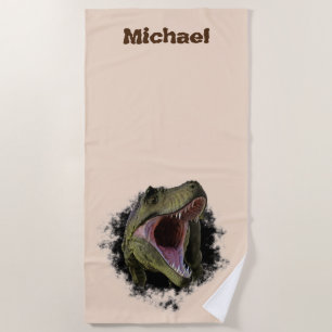 Tyrannosaurs T-Rex Dinosaur Personalisiert Name Strandtuch