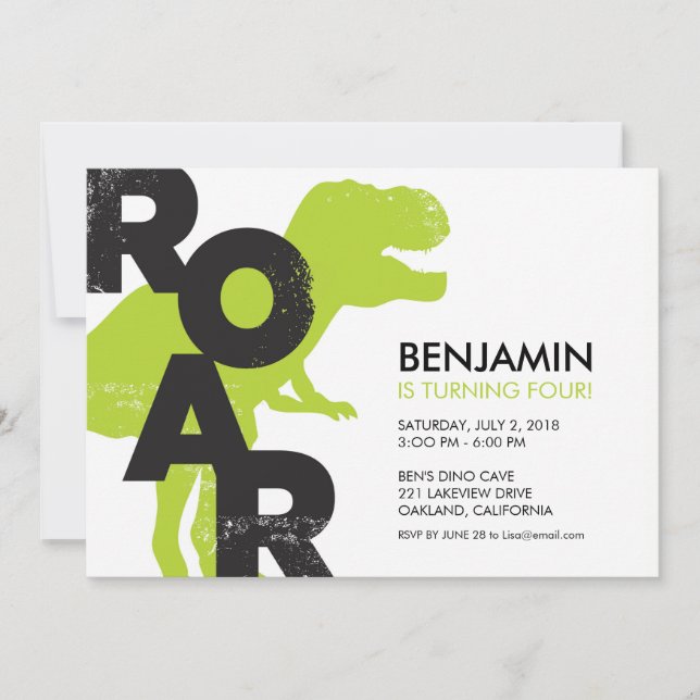 Tyrannosaurus Dinosaur Geburtstagsparty Einladung (Vorderseite)