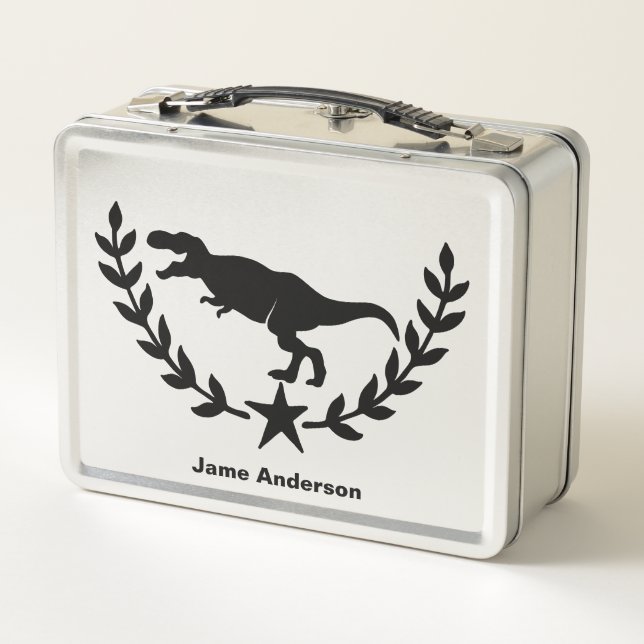 Tyrannosaurus Dinosaur-Silhouette Metall Brotdose (Rückseite)