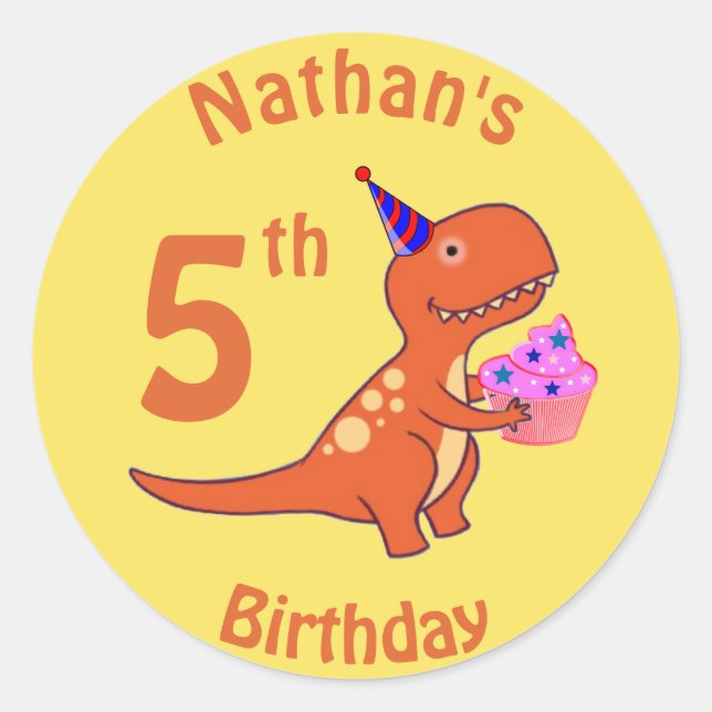 Tyrannosaurus Geburtstag Runder Aufkleber (Vorderseite)