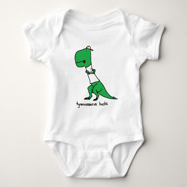 Tyrannosaurus Hucks Baby Strampler (Vorderseite)
