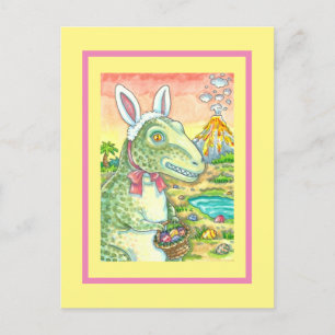 TYRANNOSAURUS, NIEDLICH T-REX, OSTBUNNY DINO FEIERTAGSPOSTKARTE
