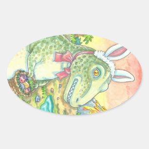 TYRANNOSAURUS, NIEDLICHE T-REX-Oval-Oval Ovaler Aufkleber