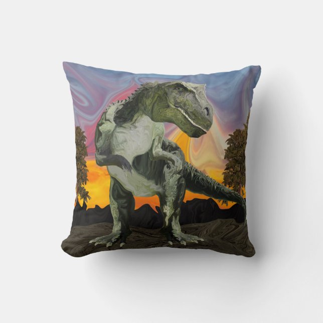 Tyrannosaurus Rex an der Dämmerungs-Stunde Kissen (Vorderseite)