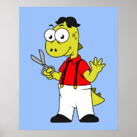 Tyrannosaurus Rex Barber mit Scheren.