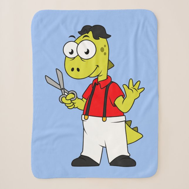 Tyrannosaurus Rex Barber mit Scheren. Sherpadecke (Vorderseite)