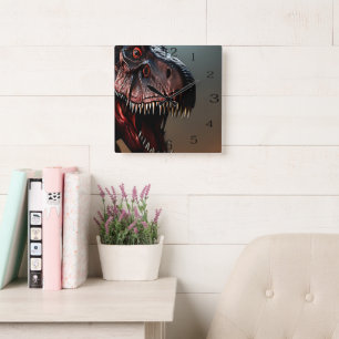 Tyrannosaurus Rex Beängstigende Gesichter, Wall-Uh Quadratische Wanduhr