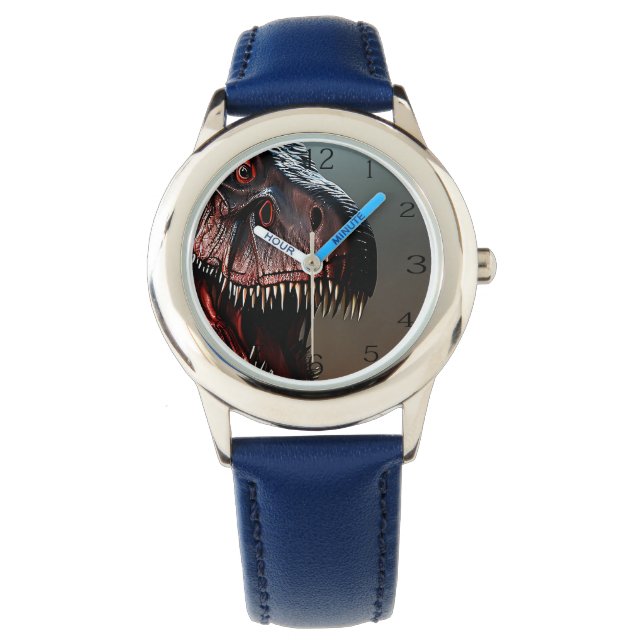 Tyrannosaurus Rex Beängstigendes Gesicht, Kinder b Armbanduhr (Vorderseite)