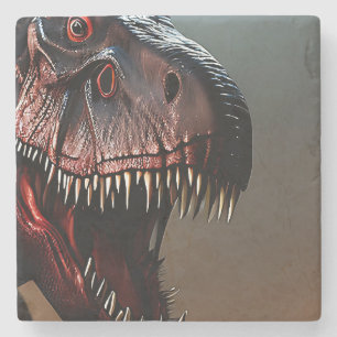 Tyrannosaurus Rex Beängstigendes Gesicht, Stone Un Steinuntersetzer