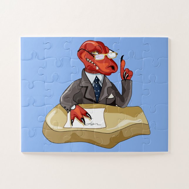 Tyrannosaurus Rex Boss sitzt an einem Schreibtisch (Horizontal)