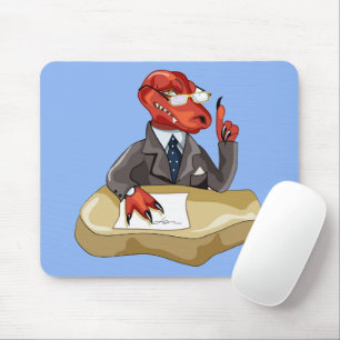 Tyrannosaurus Rex Boss sitzt an einem Schreibtisch Mousepad
