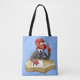 Tyrannosaurus Rex Boss sitzt an einem Schreibtisch Tasche