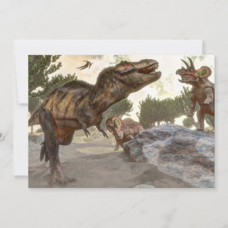 Tyrannosaurus-Rex, der vor einem Triceratops-Angri