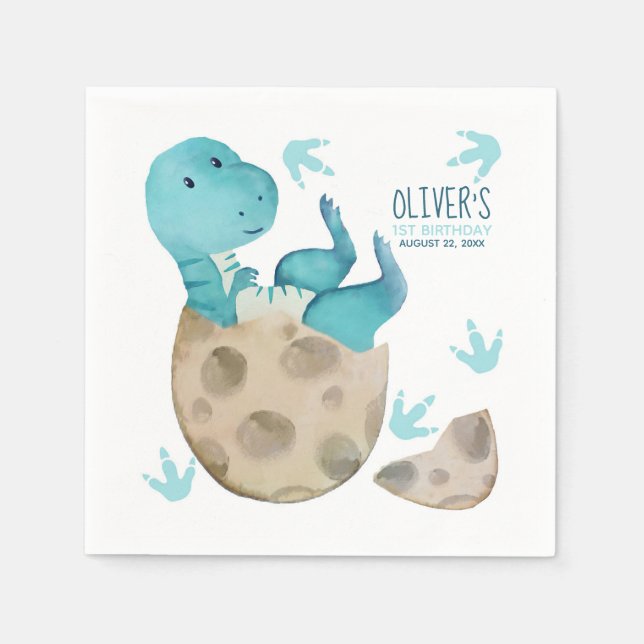 Tyrannosaurus Rex Dinosaur Boy Birthday Party Serviette (Vorderseite)