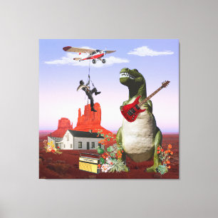 Tyrannosaurus Rex Dinosaur Rock & Roll Wandkunst Leinwanddruck
