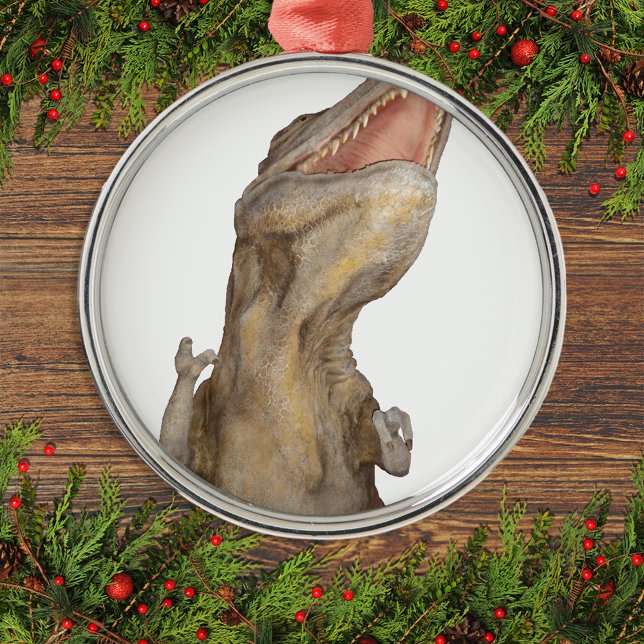 Tyrannosaurus Rex Dinosaur Silbernes Ornament (Von Creator hochgeladen)