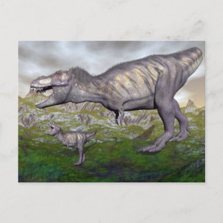 Tyrannosaurus rex dinosaurier mum und baby-3D rend Postkarte