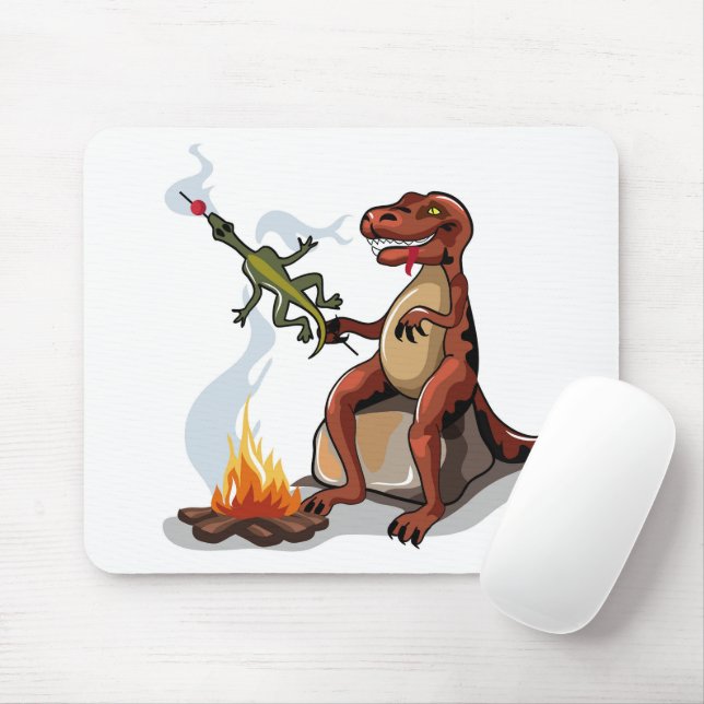 Tyrannosaurus Rex kocht Essen über einem Lagerfeue Mousepad (Mit Mouse)
