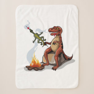 Tyrannosaurus Rex kocht Essen über einem Lagerfeue Sherpadecke