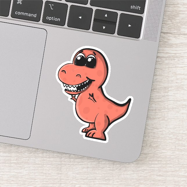 Tyrannosaurus Rex Niedlich Illustrierter Rotdrosse Aufkleber (Detail)