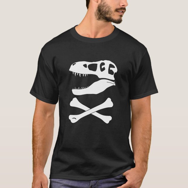 Tyrannosaurus-Rex-Piratenflagge T-Shirt (Vorderseite)