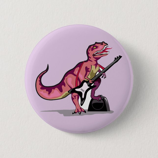 Tyrannosaurus Rex spielt Gitarre. Button (Vorderseite)