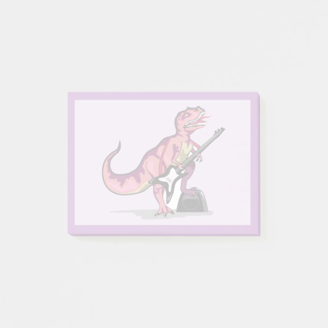 Tyrannosaurus Rex spielt Gitarre. Post-it Klebezettel (Vorderseite)