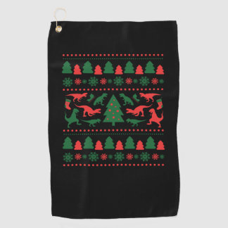 Tyrannosaurus Rex Ugly Christmas Sweater - Ugly Ch Golfhandtuch