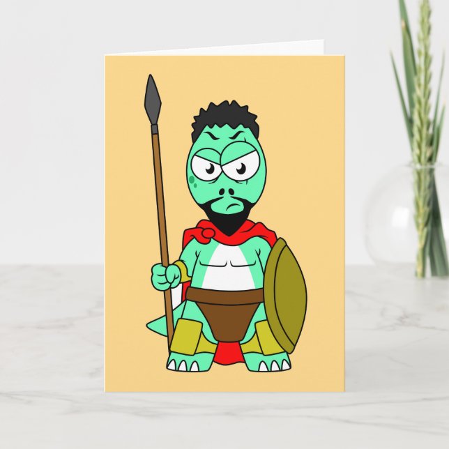 Tyrannosaurus Rex verkleidet als Leonidas. Karte (Vorderseite)